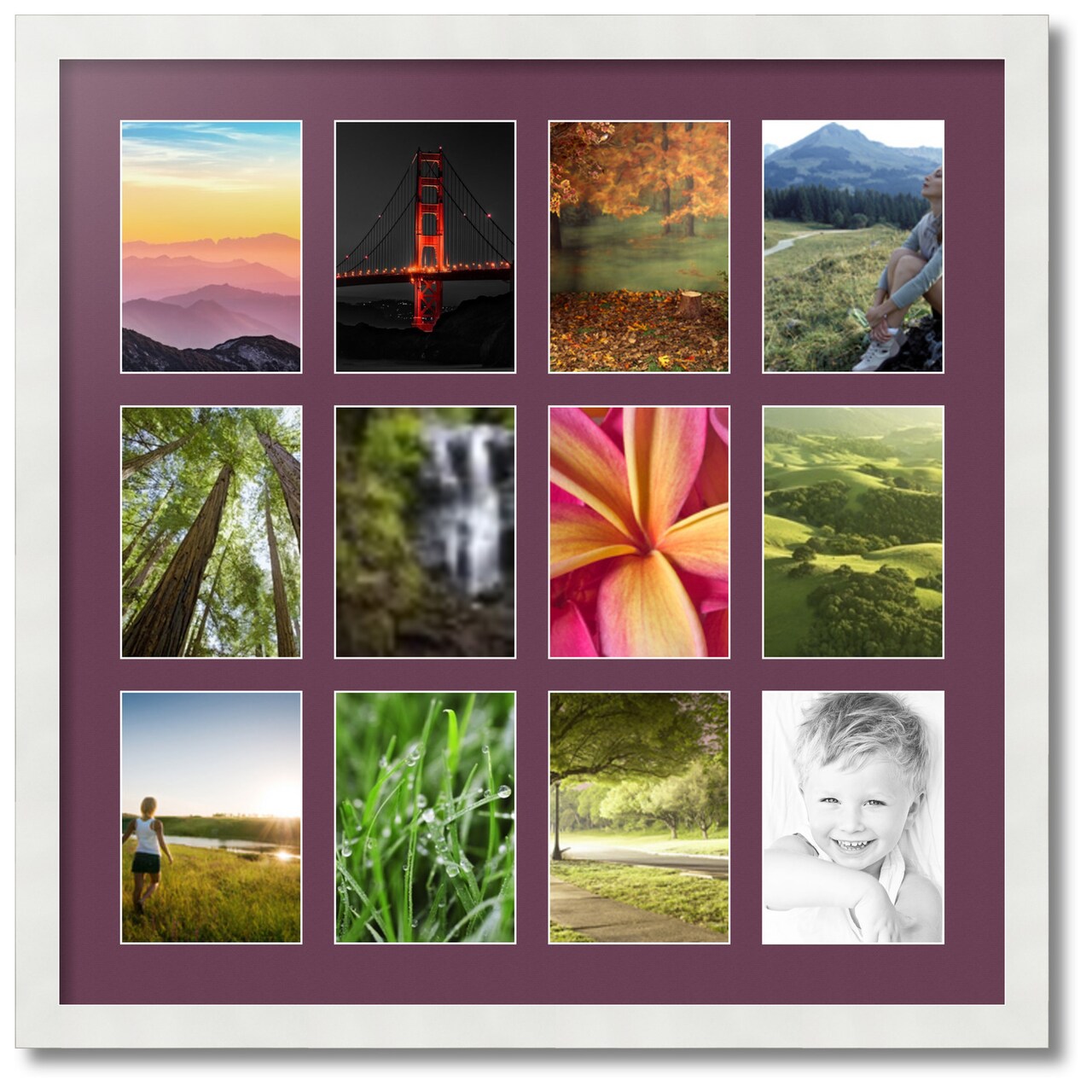 ArtToFrames Collage Photo Picture Frame with 12 - 5x7 inch Openings, Framed in White with Over 62 Mat Color Options and Plexi Glass (CSM-3966-229)